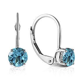 1.2 CTW 14K Solid White Gold Pay Attention Blue Topaz Earrings