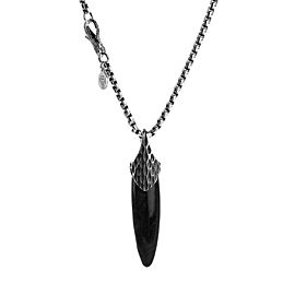 JOHN HARDY STERLING SILVER LEGENDS NAGA SILVER SHEEN OBSIDIAN NECKLACE 26"