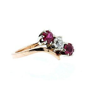 Estate 14k Rose gold Ruby Diamond Ladies Ring 3.1 Grams Size 4.5