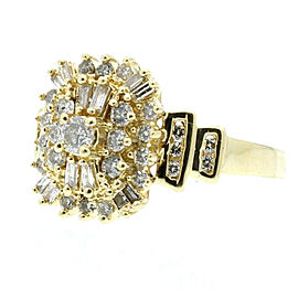 Estate 14k Yellow gold Round Baguetts Diamonds Ladies Ring Size 9