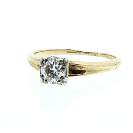 Estate 14k Yellow gold .50ct Round Diamond Solitaire Ladies Ring Size 5.75