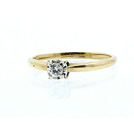 14k Yellow Gold .10ct Diamond Solitaire Ladies Ring Size 6.5