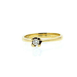 18k Yellow Gold .10ct Solitaire Ladies Ring Size 5.75