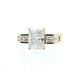 14k Yellow Gold Solitaire w Accents CZ Ladies Ring Size 7