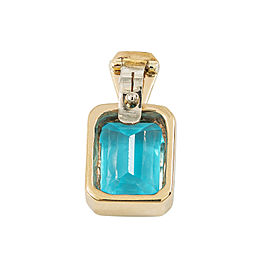 14K Yellow Gold Blue Topaz Pendant Locket Slide Jacket FITS ANY CHAIN 6.2 Grams