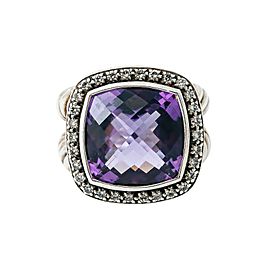 DAVID YURMAN 925 Sterling Silver Albion Amethyst Diamond Ring 16.6 Grams Size 6