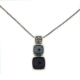 David Yurman Chiclet Diamond, Hematite,Onyx Sterling Silver Necklace