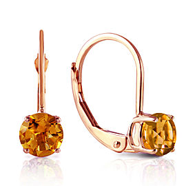 1.2 CTW 14K Solid Rose Gold Solitaire Citrine Earrings