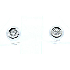 Fine Estate 14k White Gold .30ct Diamond Stud Botton Bezel Earrings