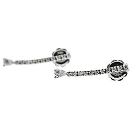 14k White Gold Tennis Style Diamond Dangle Earrings