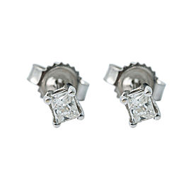 14K WHITE GOLD 0.25 CT H SI2 PRINCESS CUT DIAMOND STUDS EARRING 0.6 GRAMS