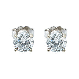 14K White Gold 1.33 Ct I SI3 Diamond Earring Studs 1.1 Grams