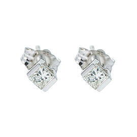 14K WHITE GOLD 0.20 CT H SI1 PRINCESS CUT DIAMOND STUDS EARRING 0.7 GRAMS