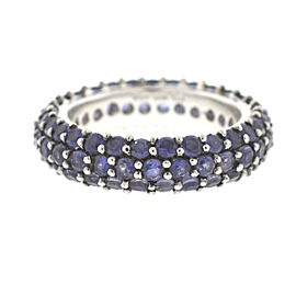 18k White Gold Pave Tanzanite Eternity Band Ring