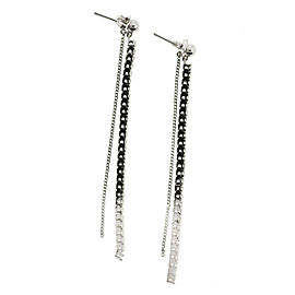 18k White Gold Tennis Style Diamond Drop Earrings Approx. .98 cts