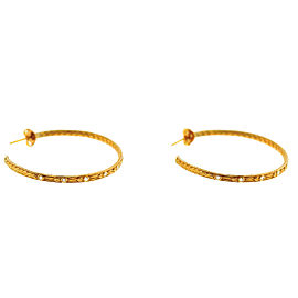 18k Yellow Gold Diamond Hoop Earrings .24 Cts