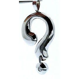 14k White Gold "QUESTION MARK" Diamond Pendant Charm 2.25"