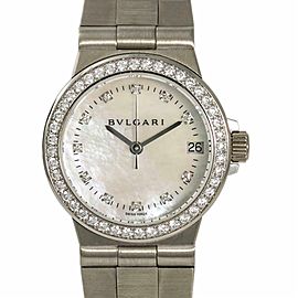 Bvlgari Diagono LCVW29G Womens Quartz 18K White Gold Watch MOP Dial 29mm