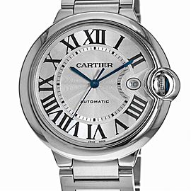 Cartier Ballon Bleu 3765 W69012Z4 Men Automatic Watch Silver Dial W/B&P 42mm