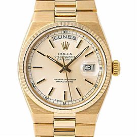 Rolex Day-Date Oysterquartz President 19018 Men Watch Silver Dial 18k Gold 36mm