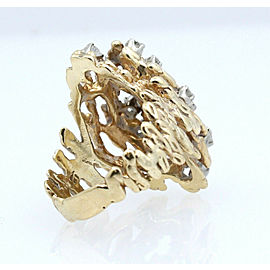 Fine Estate 14k Yellow Gold .90ct Diamond Nugget Style Ladies Ring Size 7