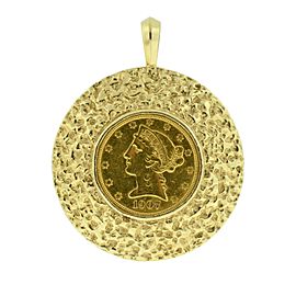 14k Yellow Gold 1907 Liberty Head Coin Pendant