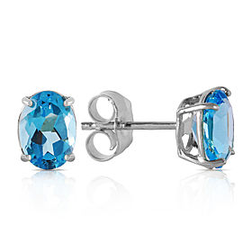 1.8 CTW 14K Solid White Gold Once Again Blue Topaz Earrings