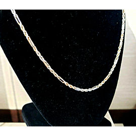 Fine Estate 14k White Rose Gold Rope Chain Necklace 22"