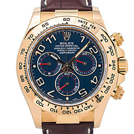 Rolex Daytona 116518 18k Gold Blue Arabic Dial Automatic Watch with Paper 40MM