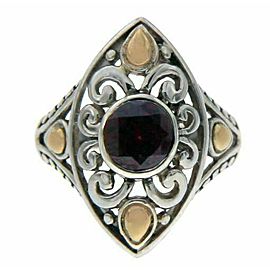 925 Sterling Silver & 14 K Gold Garnet Die-Cut Ring»R22