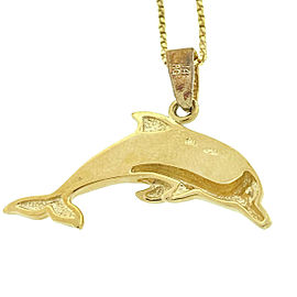 14k Yellow Gold Dolphin Pendant Necklace