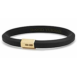 DAVID YURMAN 18K SOLID GOLD & BLACK RUBBER HEX 10.5 mm BRACELET sz M NEW BOX 41B