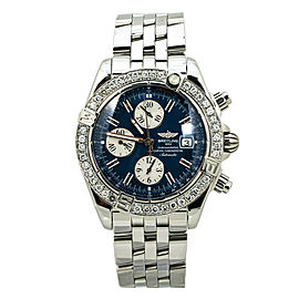 Breitling Galactic Chronograph II A13364 Blue Dial 1.20 ct Diamond Bezel 43MM