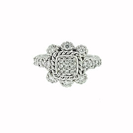 Judith Ripka Sterling Silver Flower Pave Cluster Cz Ring