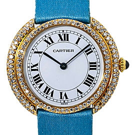 Cartier Vendome Large Diamond Bazel White Roman Dial Lady's Watch 33mm