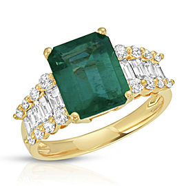 2.58 CT Zambian Emerald & 1.03 CT Diamonds in 18K Yellow Gold Engagement Ring