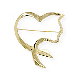 Auth Tiffany & Co 18K Yellow Gold Paloma Picasso Open Cat Heart PIN / Brooch