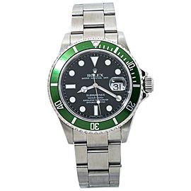 Rolex 16610LV Submariner Date Rehaut Kermit 2008 M Serial Stainless Watch 40mm