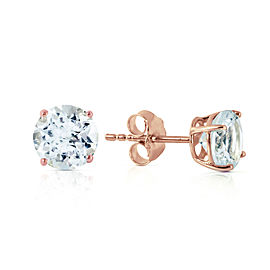 0.95 CTW 14K Solid Rose Gold Petite Aquamarine Stud Earrings