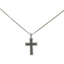 David Yurman Sterling Silver Black Diamond Chevron Cross Necklace