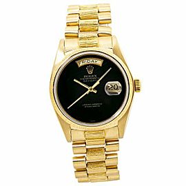 Rolex Day-Date 18078 18K Yellow Gold President Black Onyx Dial Men's Watch 36mm