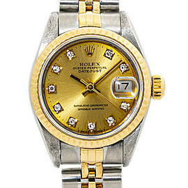 Rolex Datejust 69173 18K Two Tone Factory Diamond Dial Lady Watch 26mm