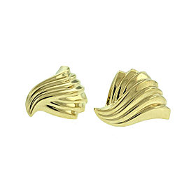 14k Yellow Gold Wave Ladies Earrings