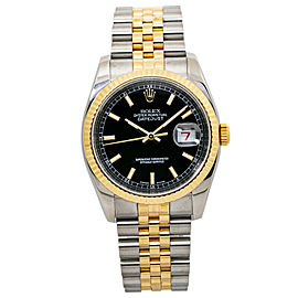 Rolex Datejust 116233 18K Two Tone Jubilee Black Dial Unisex Watch 36mm