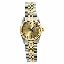 Rolex Datejust 68273 18K Two Tone Champange Dial Automatic Midsize Watch 31mm