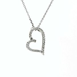 Women's Diamond Heart Slide Pendant Necklace in White Gold