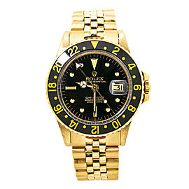 Rolex GMT-Master 1675 Vintage Black Nipple Patina Dial 18K Men's Watch 40mm