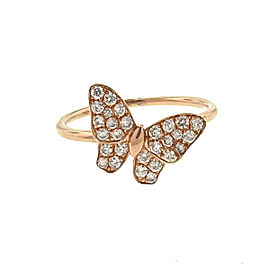 18k Rose Gold Diamond Butterfly Stackable Ring TCW