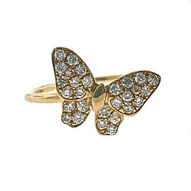 18k Yellow Gold Diamond Butterfly Stackable Ring TCW