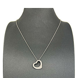 14k White Gold Diamond Open Heart Necklace